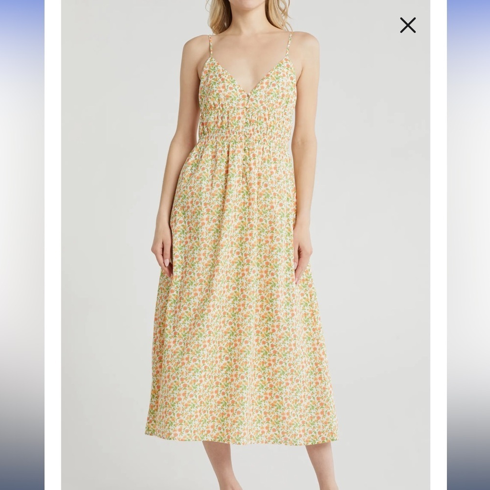 Wayf Floral A-Line Skirt in Yellow and Green